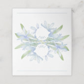 Blue Lilies Watercolor Wedding Platzkarte (Außenseite Aufgefaltet)