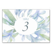 Blue Lilies Watercolor Wedding Tischnummer (Rückseite)