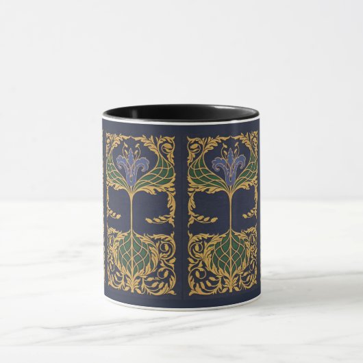Blue Lily Art Nouveau Tasse (Zentrum)