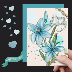 Blue Lily Birthday Card für Schwester Feiertagskarte