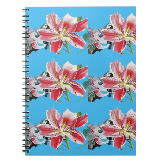 Blue Lily Blume Blume Blumenblätter Blume Notebook Notizblock (Vorderseite)