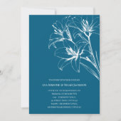 Blue Lily Kontur Blue Wedding Einladung (Vorderseite)