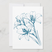 Blue Lily Kontur Blue Wedding Einladung (Rückseite)