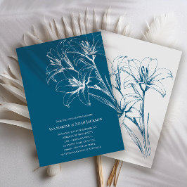 Blue Lily Kontur Blue Wedding Einladung