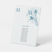 Blue Lily Kontur Hochzeit Tischnummern Sockelschild (Vorderseite)