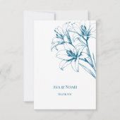 Blue Lily Kontur Wedding Dankeskarte (Vorderseite)