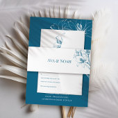 Blue Lily Kontur Wedding Einladungsbanderole