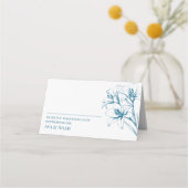 Blue Lily Kontur Wedding geklappt Platzkarte (Vorderseite)
