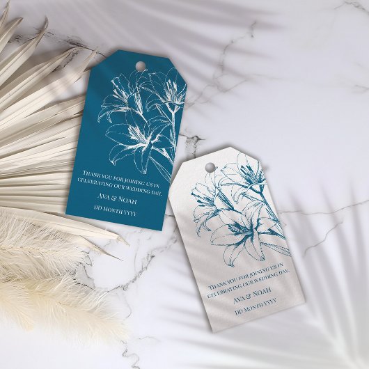 Blue Lily Kontur Wedding Geschenkanhänger