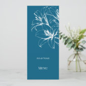 Blue Lily Kontur Wedding Menükarte (Stehend Vorderseite)