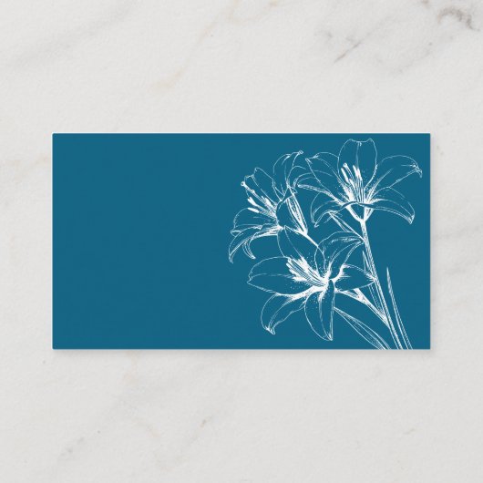 Blue Lily Kontur Wedding Platzkarte (Rückseite)
