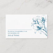 Blue Lily Kontur Wedding Platzkarte (Vorderseite)