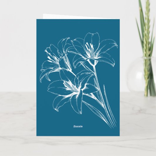 Blue Lily Kontur Wedding Programm (Rückseite)