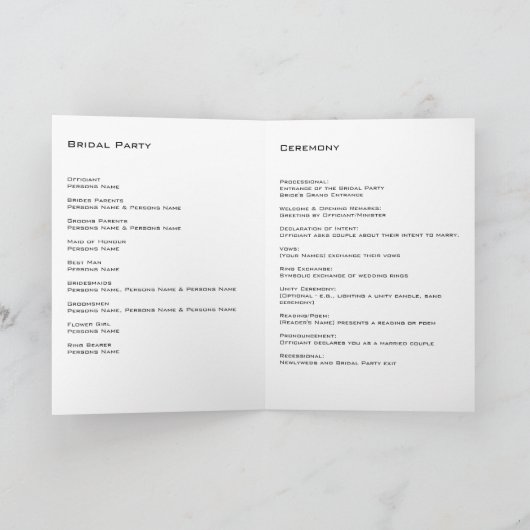 Blue Lily Kontur Wedding Programm (Innenseite)