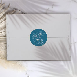 Blue Lily Kontur Wedding Runder Aufkleber