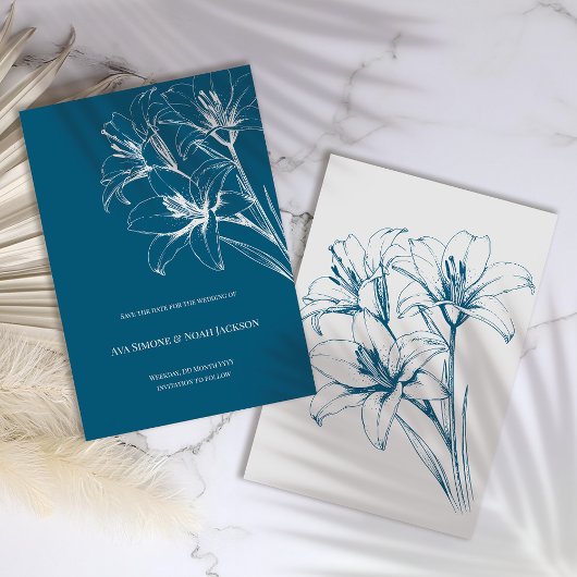 Blue Lily Kontur Wedding Save The Date