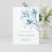 Blue Lily Kontur Wedding Save The Date (Stehend Vorderseite)