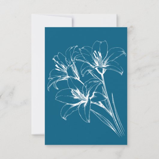 Blue Lily Kontur Wedding Save The Date (Rückseite)