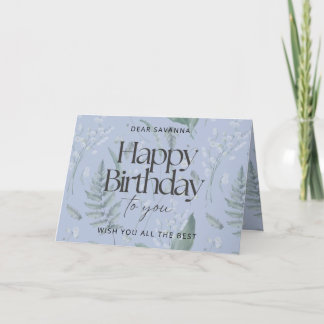 Blue Lily of the Valley Custom Happy Birthday Card Karte