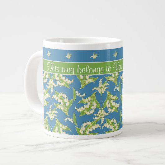 Blue Lily-of-the-Valley Floral Jumbo Kaffee Tasse (Vorderseite Links)