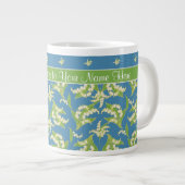 Blue Lily-of-the-Valley Floral Jumbo Kaffee Tasse (Vorderseite Rechts)