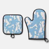Blue Lily Silhouete Ofenhandschuh & Topflappen-Set (Vorderseite)