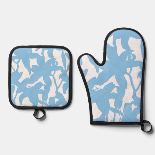 Blue Lily Silhouete Ofenhandschuh & Topflappen-Set (Vorderseite)