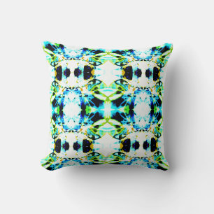 Blue Lime Green Gold Black Large Tile Design Kissen