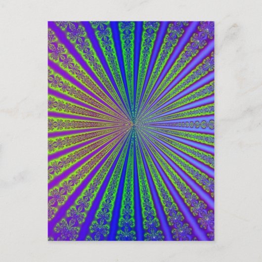 Blue Lime Green Lila Abstrakt Fraktal Tunnel Postkarte (Vorderseite)