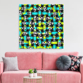 Blue Lime Green Schwarz-weiß Square Circle Weave Leinwanddruck (Insitu (Wohnzimmer))
