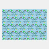 Blue, Lime Green und White Boy's Happy Birthday Geschenkpapier Set (Vorderseite 2)