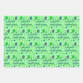 Blue, Lime Green und White Boy's Happy Birthday Geschenkpapier Set (Vorderseite)