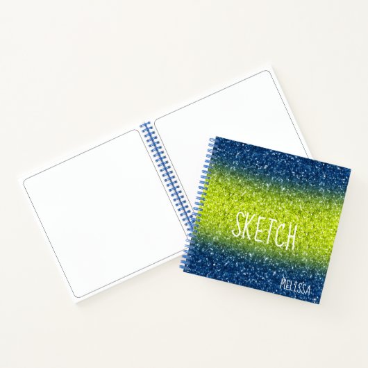 Blue Limon Ombre Glitzer Monogram Sketchbook Noteb Notizblock (Innenseite)