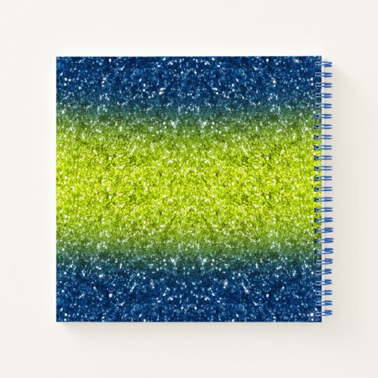 Blue Limon Ombre Glitzer Monogram Sketchbook Noteb Notizblock (Rückseite)