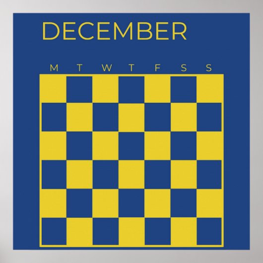 Blue Limon Undated Checked Dezember Calendar Poster (Vorne)
