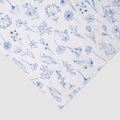 Blue Line Art Mixed Garden Sketch Blume Seidenpapier (Ausschnitt)