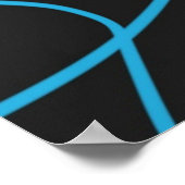 Blue Line Art on Black Poster (Ecke)