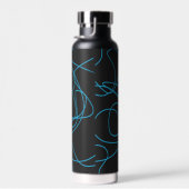 Blue Line Art on Black Trinkflasche (Rechts)