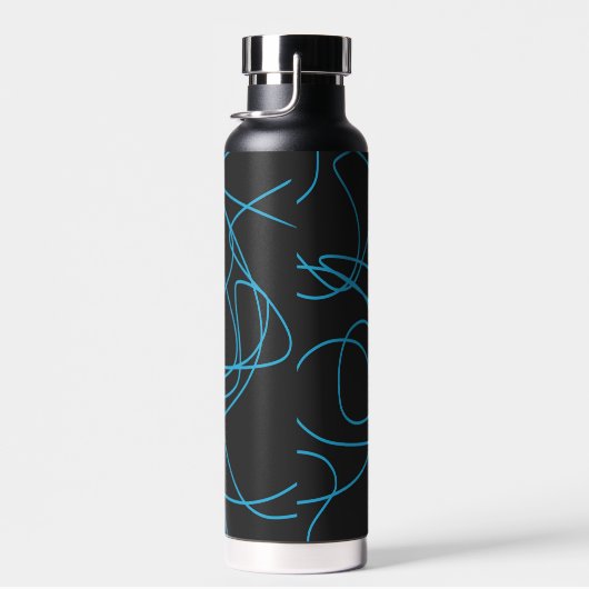 Blue Line Art on Black Trinkflasche (Rechts)