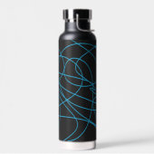 Blue Line Art on Black Trinkflasche (Links)