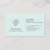 Blue Line Chic Minimalistisch Leaf Fern Blütenblum Visitenkarte (Rückseite)