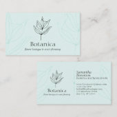 Blue Line Chic Minimalistisch Leaf Fern Blütenblum Visitenkarte (Vorne/Hinten)