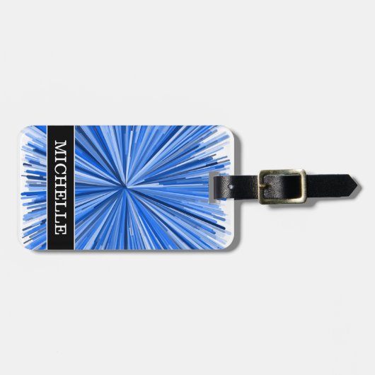 Blue Line-Explosions-Muster + Name-Gepäck-Umbau Gepäckanhänger (Vorderseite horizontal)