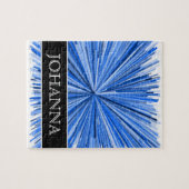 Blue Line-Explosions-Muster + Name-Puzzlespiel Puzzle (Horizontal)