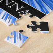 Blue Line-Explosions-Muster + Name-Puzzlespiel Puzzle (Seite)