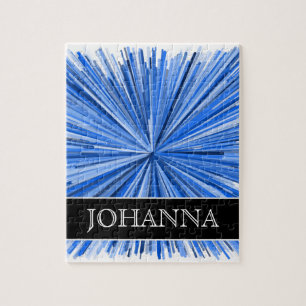 Blue Line-Explosions-Muster + Name-Puzzlespiel Puzzle