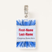 Blue Line-Explosions-Muster; Personalisiertes Ausweis (Rückseite mit Klammer)