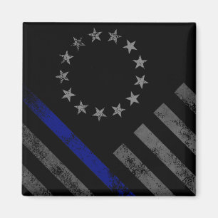 Blue Line First Responder Betsy Ross American Flag Magnet