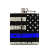 Blue Line Flag-Funktion Unterstützung für Amerika  Flachmann (Rückseite)