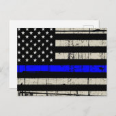 Blue Line Flag-Funktion Unterstützung für Amerika Postkarte (Vorne/Hinten)
